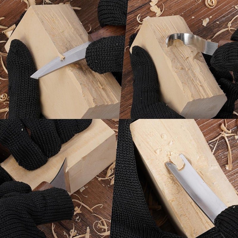 RexTact Store Wood Carving Kit Deluxe Hand Carving Tool Set, 16 Wood Whittling Kit High-Carbon Steel, Wood Art Tools 8 Whittling Knives & 4 Detail Carving Knives for Beginner &Professional Christmas Gift - Image 4